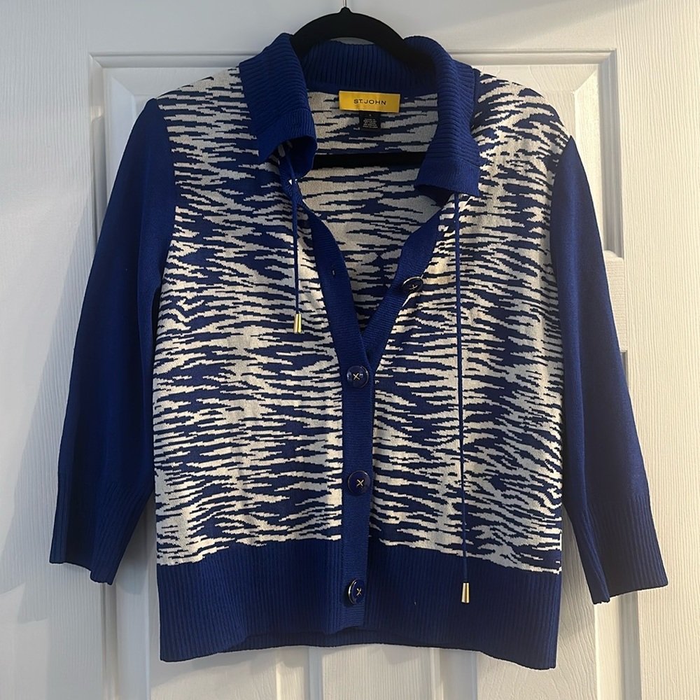 St. John Cardigan Jacket. Animal Print. sz small